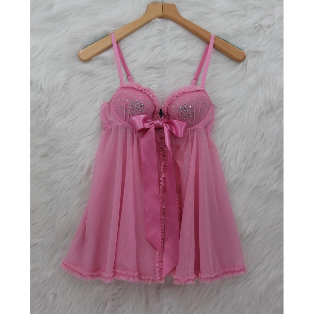 Victorias Secret Sexy Little Things Babydoll Dress 34B Rhinestone Lot Barbie Y2K - Picture 2 of 16